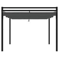 Prieel met uittrekbaar dak 3x3 m aluminium antracietkleurig - thumbnail