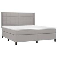 Boxspring met matras en LED stof lichtgrijs 160x200 cm - thumbnail