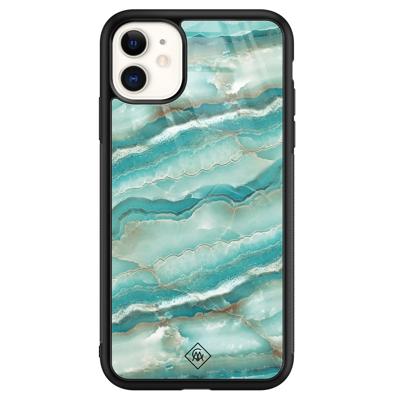 iPhone 11 glazen hardcase - Marmer azuurblauw iPhone 11 glazen hardcase - Marmer azuurblauw