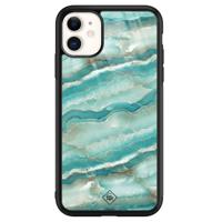 iPhone 11 glazen hardcase - Marmer azuurblauw - thumbnail