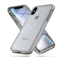 Schokbestendige Terminator stijl glitter poeder beschermer Case voor iPhone X/XS (grijs) - thumbnail