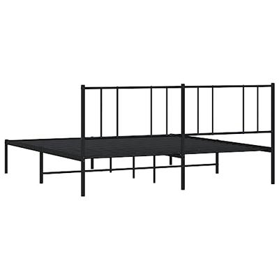 Bedframe met hoofdbord metaal zwart 200x200 cm