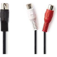 DIN-Audiokabel | DIN 5-Pins Male - 2x RCA Female | 0,2 m | Zwart - thumbnail
