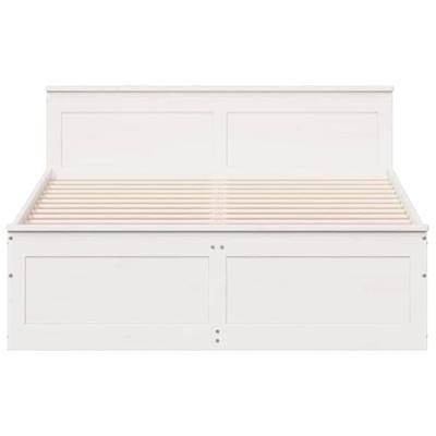 Bedframe zonder matras met hoofdbord grenenhout wit 140x200 cm