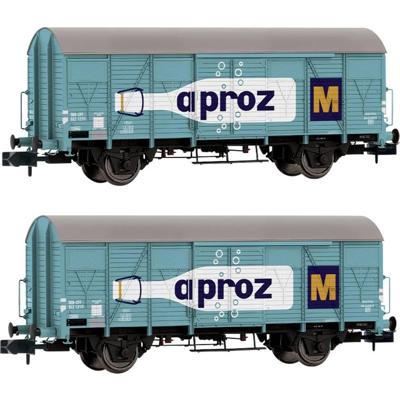 Arnold HN6683 N set van 2 overdekte goederenwagens K4 „APROZ” van de SBB