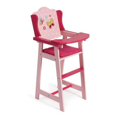 Houten Poppenstoel - Vlinder Roze