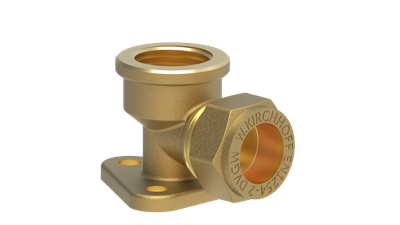 Kirchhoff Messing hoek muurplaat, blank, 12 mm x 1/2"IT, klemfitting voor koperen buis - 989458117