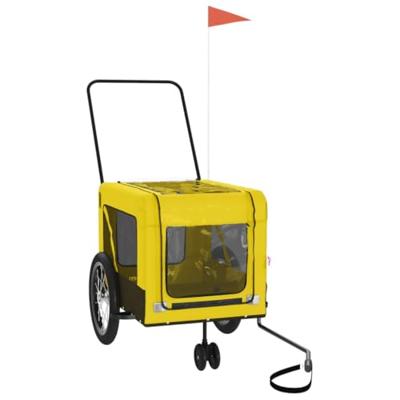 VidaXL Hondenfietstrailer oxford stof en ijzer geel en zwart VidaXL Hondenfietstrailer oxford stof en ijzer geel en zwart