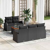Tuinbankenset met kussen 6 pcs Zwart poly rattan - thumbnail