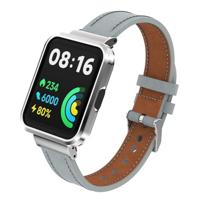 By Qubix - Leren band met case - Grijs - Xiaomi Redmi Watch 2 (Lite) - thumbnail