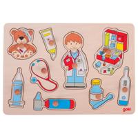 Goki houten noppenpuzzel - bij de dokter - thumbnail