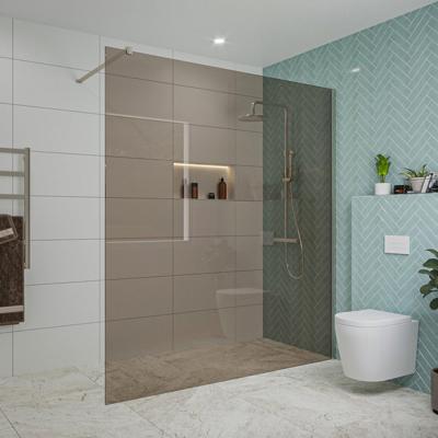 Fortifura Galeria inloopdouche - 180x200cm - rookglas - wandarm - Geborsteld RVS PVD (RVS) SW797943/SW797908