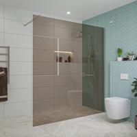 Fortifura Galeria inloopdouche - 180x200cm - rookglas - wandarm - Geborsteld RVS PVD (RVS) SW797943/SW797908 - thumbnail