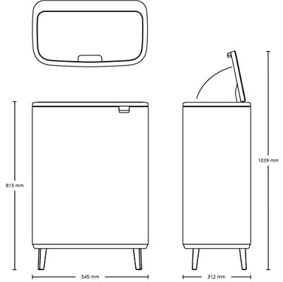 Brabantia Bo touch bin hi 2x30 liter matt steel fingerprint proof - thumbnail