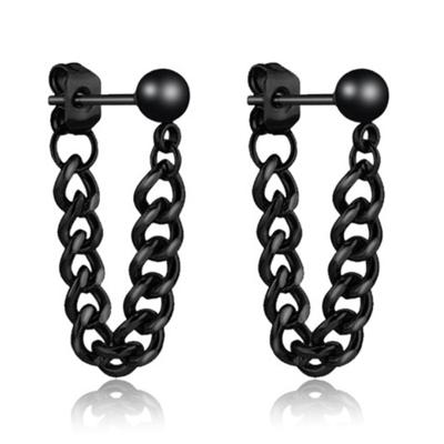 Zwarte Dames Oorbellen Ketting van Edelstaal Zwarte Dames Oorbellen Ketting van Edelstaal