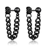 Zwarte Dames Oorbellen Ketting van Edelstaal - thumbnail