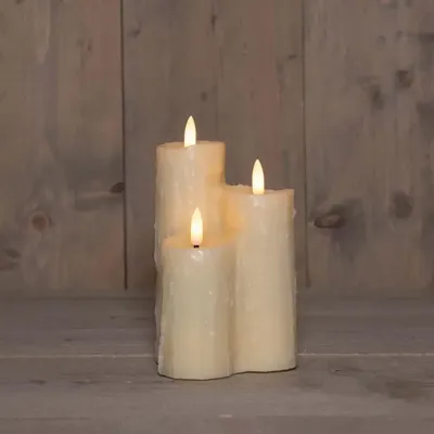 Anna&apos;s Collection LED druipkaars 3d flame set 11x16.5 cm ivoor 3 stuks