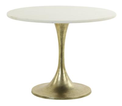 Light & Living Bijzettafel 'Rickerd' Ø61cm, wit marmer+antiek brons