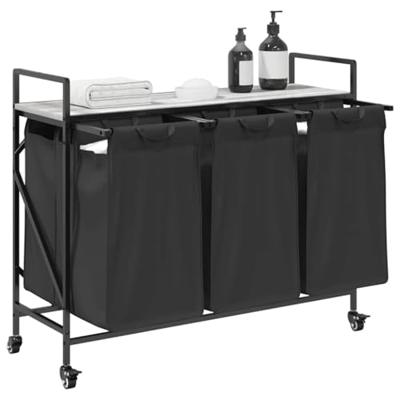 Wasmand 3 vakken met planken grijs sonoma eiken Wasmand 3 vakken met planken grijs sonoma eiken