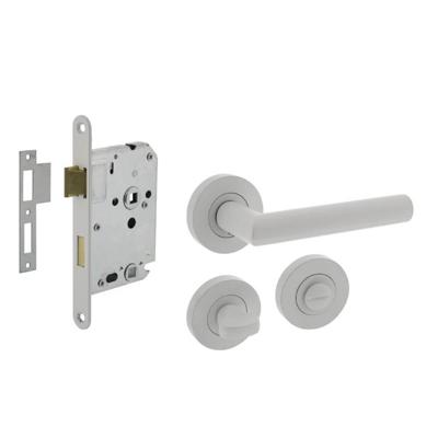 Set toiletslot 63/8mm wit met deurkruk Bastian op rozet ø52x10mm en WC-sluiting wit Set toiletslot 63/8mm wit met deurkruk Bastian op rozet ø52x10mm en WC-sluiting wit