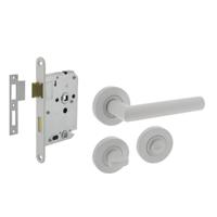 Set toiletslot 63/8mm wit met deurkruk Bastian op rozet ø52x10mm en WC-sluiting wit - thumbnail
