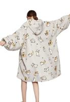 Draagbare deken met capuchon & mouwen - katjes - thumbnail