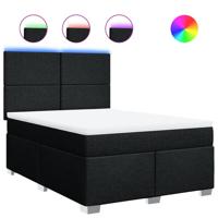 Boxspring met matras stof zwart 140x200 cm - thumbnail