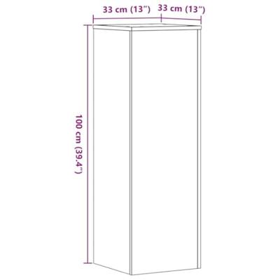 Plantenstandaards 2 st 33x33x100 cm bewerkt hout grijs sonoma