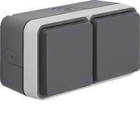 Berker 47753525 W.1 (opbouw) Wandcontactdoos dubbel spatwaterdicht Grijs, Lichtgrijs 1 stuk(s) - thumbnail