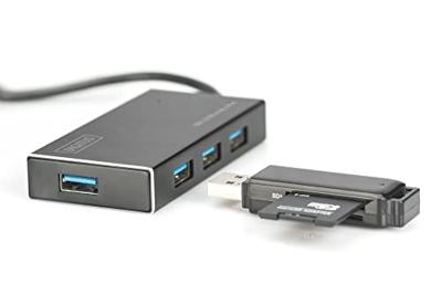 Digitus DA-70240-1 4 poorten USB-hub Met aluminium behuizing Zwart