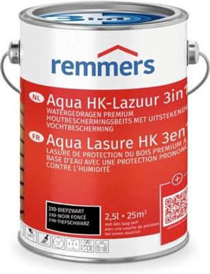 Remmers Aqua HK-Lazuur 3-in-1 Diepzwart - 2,5ltr Remmers Aqua HK-Lazuur 3-in-1 Diepzwart - 2,5ltr