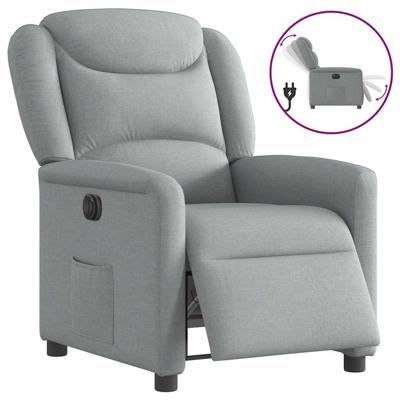Fauteuil elektrisch verstelbaar stof lichtgrijs
