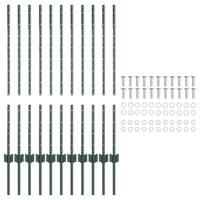 VidaXL Afrasteringspaal 11 pcs groen 100 cm staal - thumbnail