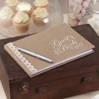 Vintage gastenboek met jute en kant Ginger Ray - thumbnail