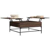 Salontafel 95x95x45 cm bewerkt hout en metaal bruin eikenkleur - thumbnail
