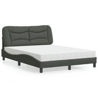 Bed met matras stof donkergrijs 140x190 cm - thumbnail