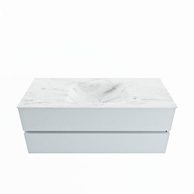 MONDIAZ VICA-DLUX 120cm badmeubel onderkast Clay 2 lades. Inbouw wastafel CLOUD midden 1 kraangat, kleur Opalo.