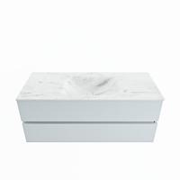 MONDIAZ VICA-DLUX 120cm badmeubel onderkast Clay 2 lades. Inbouw wastafel CLOUD midden 1 kraangat, kleur Opalo. - thumbnail