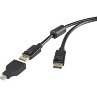Renkforce RF-3424506 DisplayPort-kabel Mini-displayport / DisplayPort Adapterkabel Mini DisplayPort-stekker, DisplayPort-stekker 1.80 m Zwart Vergulde - thumbnail