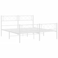 Bedframe met hoofd- en voeteneinde metaal wit 140x200 cm - thumbnail