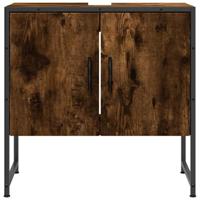 Badkamerkast 60x33x60 cm bewerkt hout gerookt eikenkleurig - thumbnail