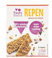 TastyBasics Crunchy less carb repen choco & noten 138 Gram - thumbnail