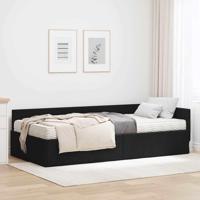 Hoekbedframe met Matras Anders met hoofdeinde 2 pcs Zwart Stof - thumbnail