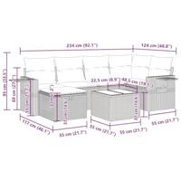 7-delige Loungeset met kussens poly rattan zwart - thumbnail