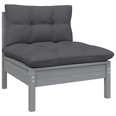 5-delige Loungeset met antracietkleurige kussens grenenhout - thumbnail