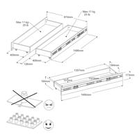 Ladenset Fabric - grijs/eikenkleur - 18,4x42,4x148,6 cm - Leen Bakker - thumbnail