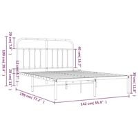 Bedframe met hoofdbord metaal wit 135x190 cm - thumbnail