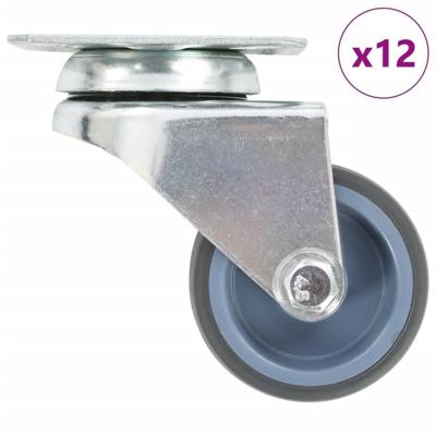 12 st Zwenkwielen dubbel 50 mm