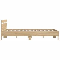 Bedframe met hoofdeinde en LED sonoma eikenkleurig 140x190 cm - thumbnail