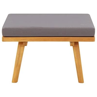 Tuinvoetenbank met kussen 60x60x29 cm massief acaciahout - thumbnail